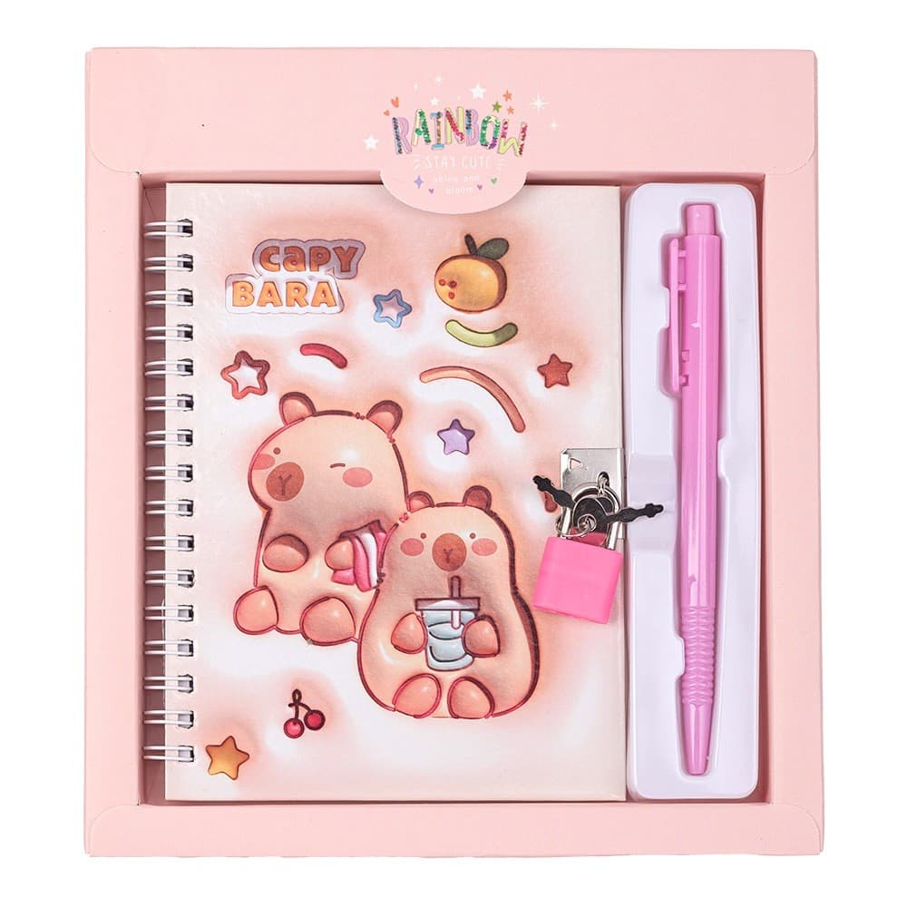 Блокнот пруж. бок. А5 48арк. кліт. із замк. і ручк."Kids line. Capybara" №ZB.700011/Zibi — купити | Канцелярський Сад