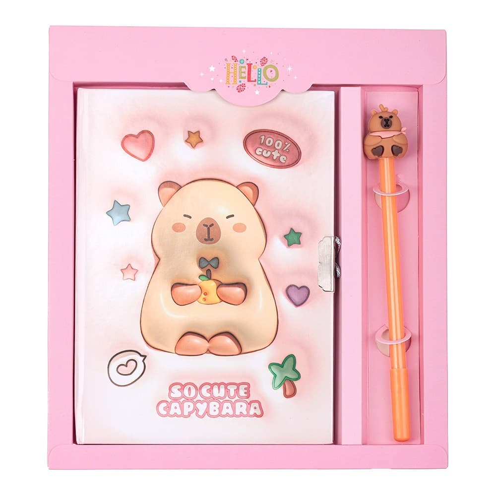 Блокнот А4 50арк. кліт. із замком та ручкою асорті "Kids line. Capybara" №ZB.700012/Zibi — купити | Канцелярський Сад