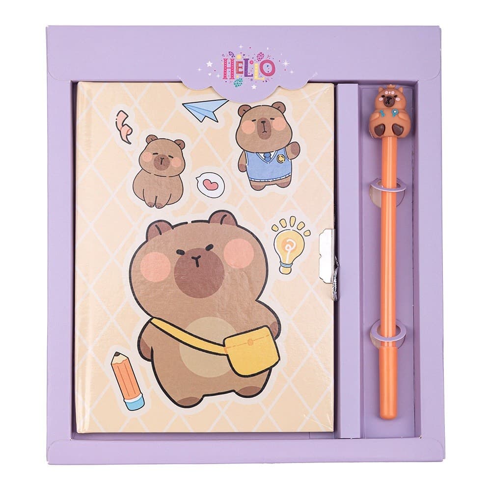 Блокнот А4 50арк. кліт. із замком та ручкою асорті "Kids line. Capybara1" №ZB.700013/Zibi — купити | Канцелярський Сад