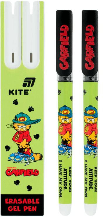Набір ручок гел. "Kite" №GF26-069 Garfield 2шт "пиши-стирай" 0,5мм синя, у пеналі — купити | Канцелярський Сад