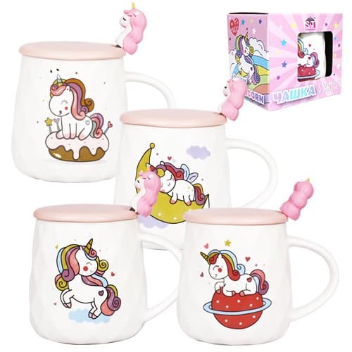 Чашка керам. 400мл "Baby Unicorn" з кришкою,ложкою №20623/S&T — купити | Канцелярський Сад