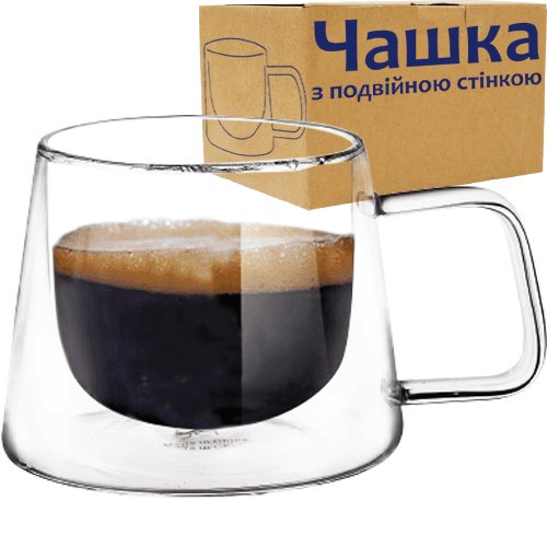 Чашка скло 200мл з подвійною стінкою №202-22/S&T — купити | Канцелярський Сад