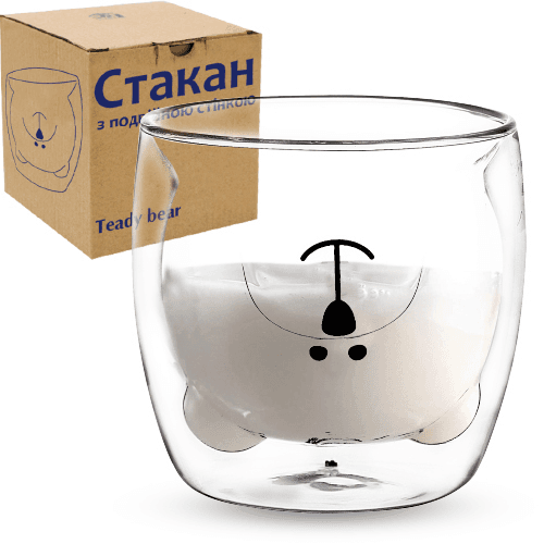 Стакан скло "Teady bear" 300мл з подвійною стінкою №202-40/S&T — купити | Канцелярський Сад