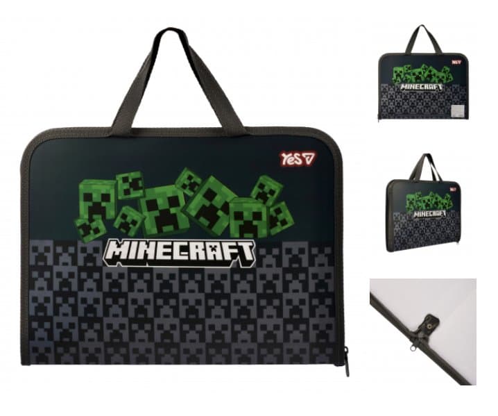 Папка-портфель "Yes" №492355 А4 "Minecraft.Creepers" на блиск.,з ручками — купити | Канцелярський Сад