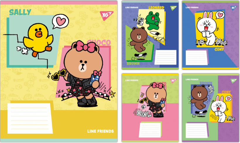 Зошит 12арк. кліт. YES Line Friends Funny №767638 — купити | Канцелярський Сад