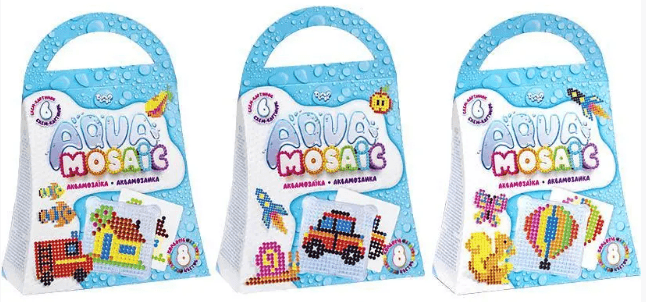 Набір креативної творчості "Aqua Mosaic" Комільфо №AM-02-1,2,3 (укр)/DankoToys — купити | Канцелярський Сад