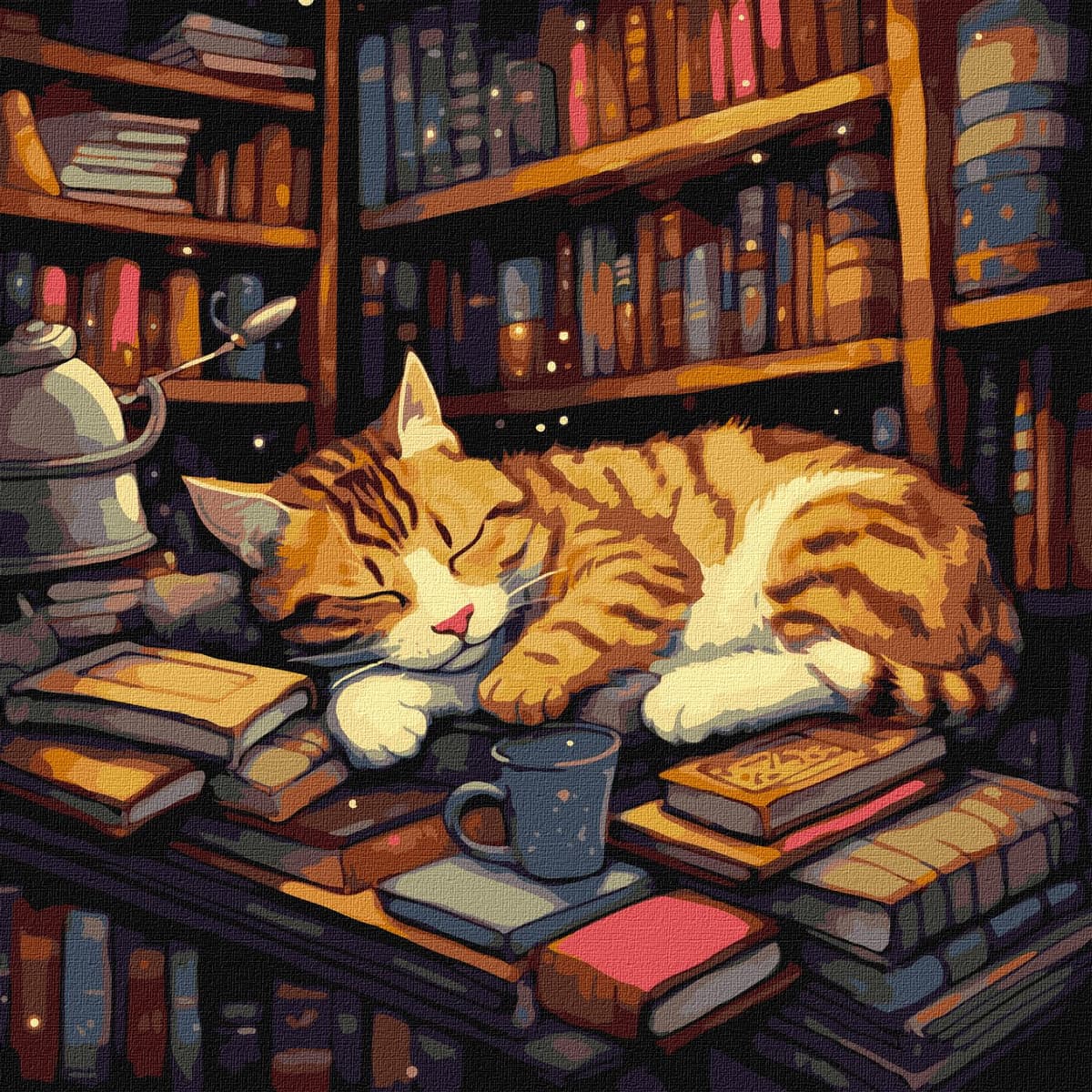 Картини по номерах акрил. "Пухнастий книголюб" 40х40см №КНО6505/Ідейка — купити | Канцелярський Сад