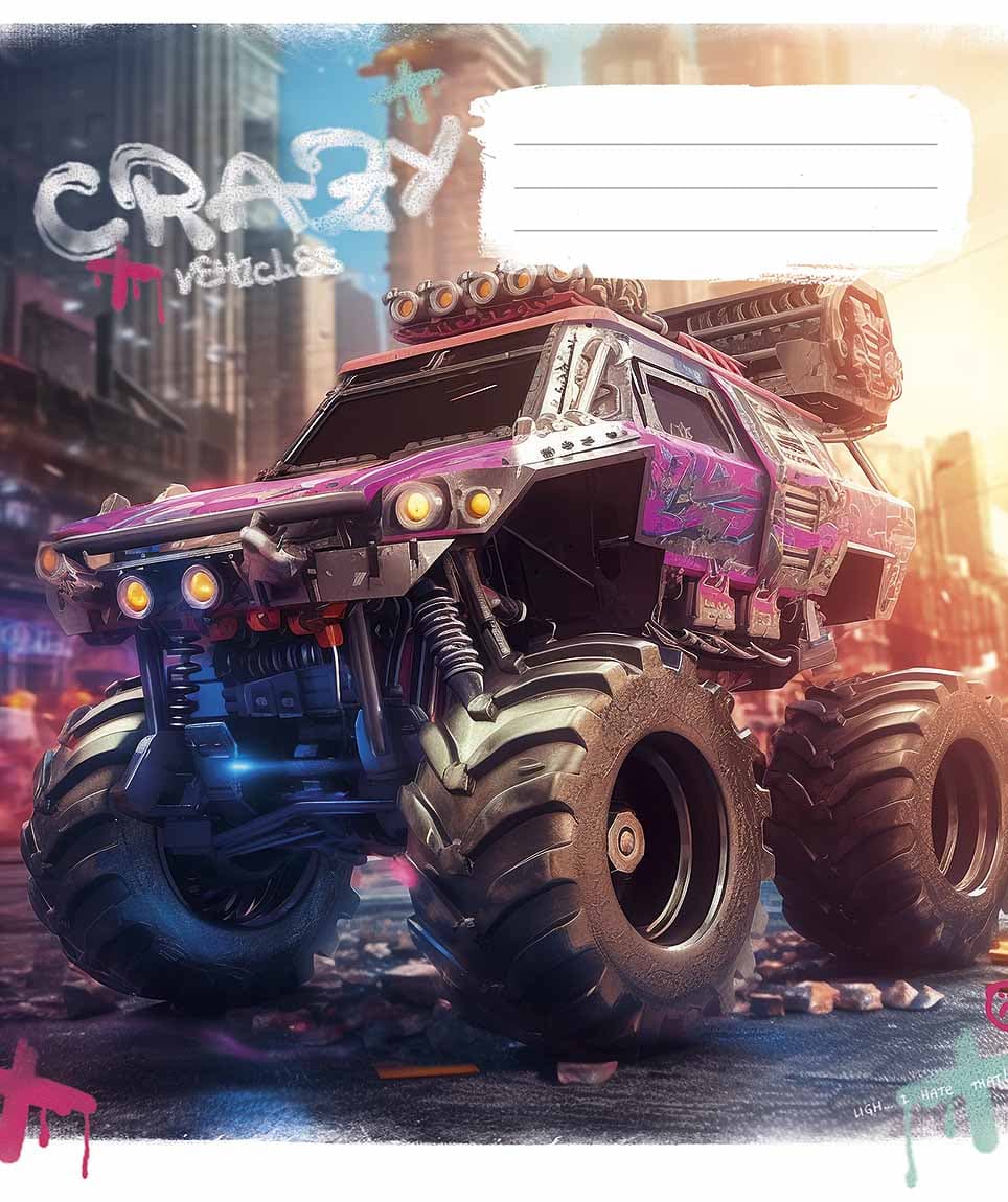 Зошит 48арк. кліт. Школярик "Monster trucks" ВД-лак №048-3283K — фото 3