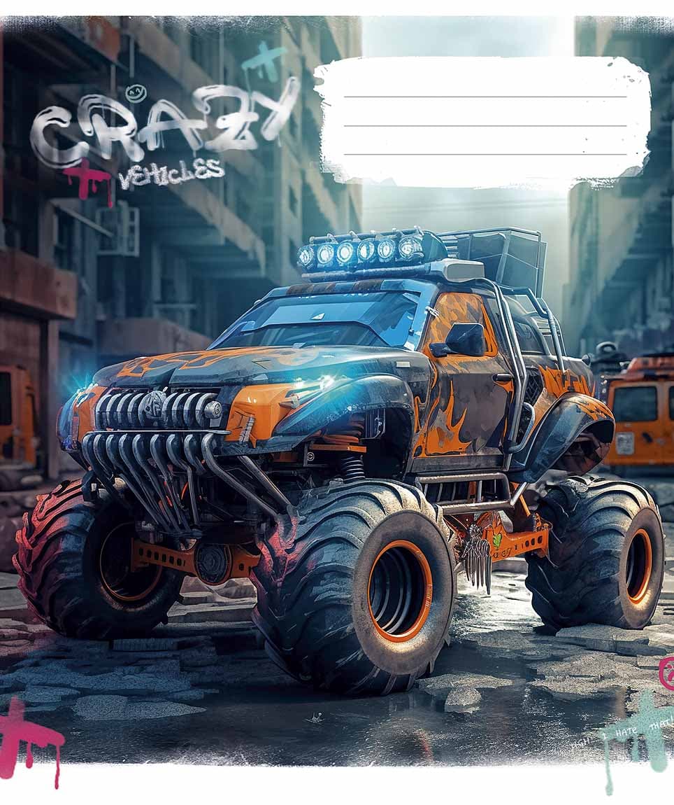 Зошит 48арк. кліт. Школярик "Monster trucks" ВД-лак №048-3283K — фото 5