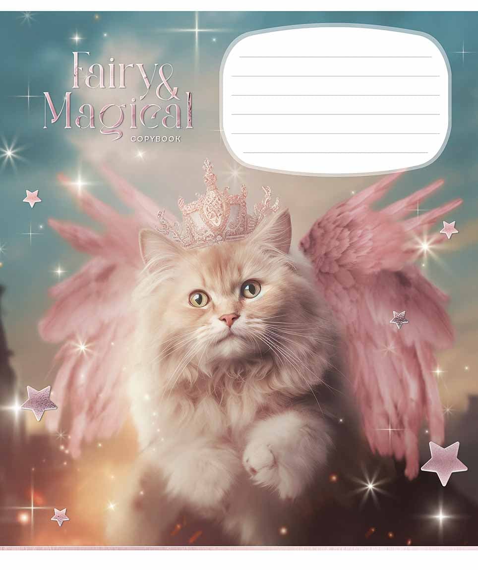 Тетрадь 18л. клет. Школярик "Fairy cats" глитер №018-3316K — фото 4