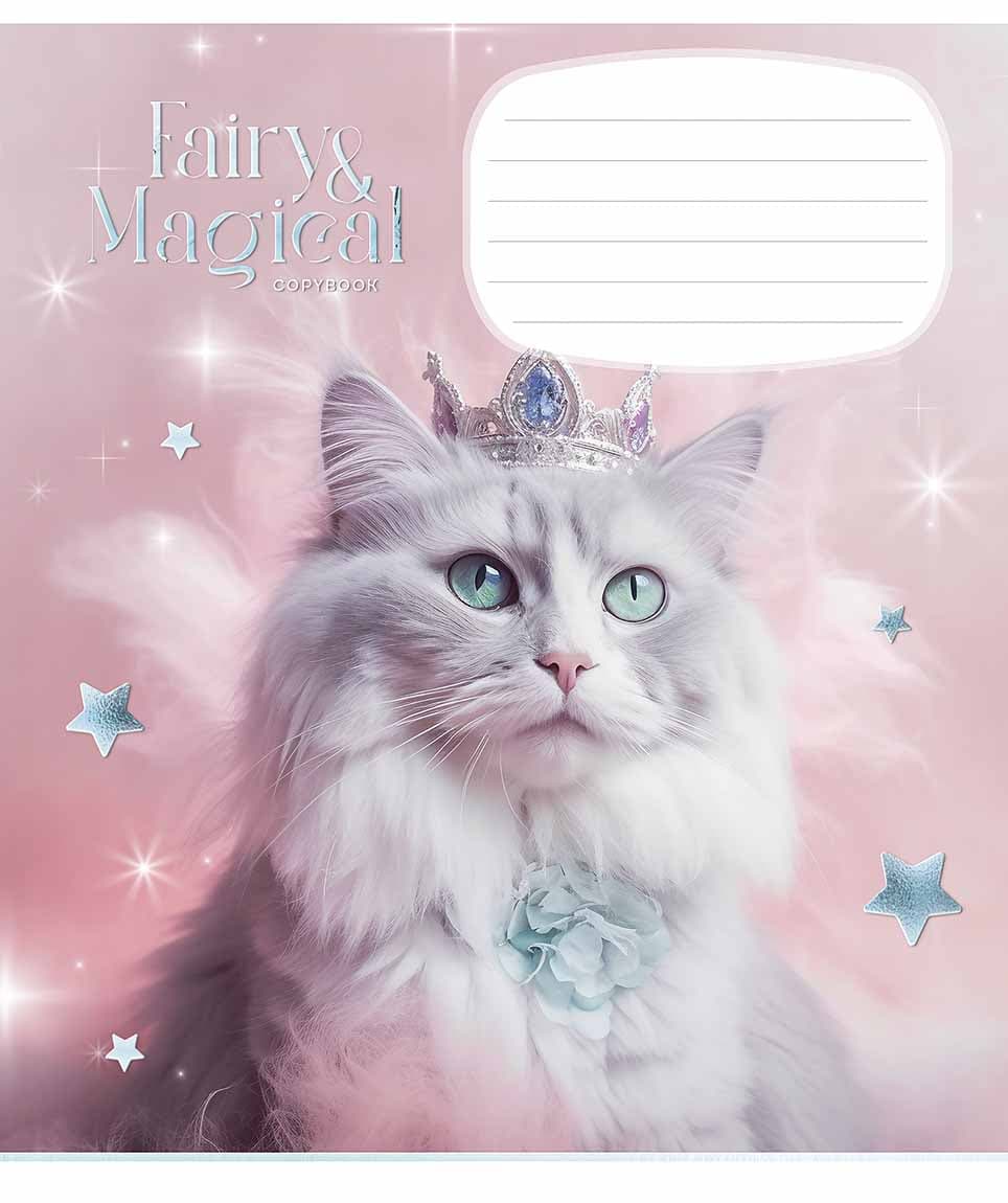 Тетрадь 18л. клет. Школярик "Fairy cats" глитер №018-3316K — фото 6