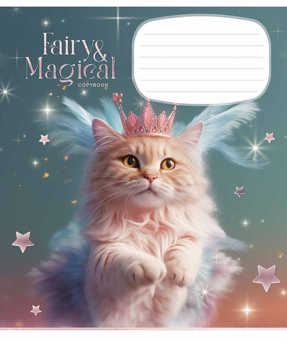 Зошит 18арк. кліт. Школярик "Fairy cats" глітер №018-3316K — купити | Канцелярський Сад