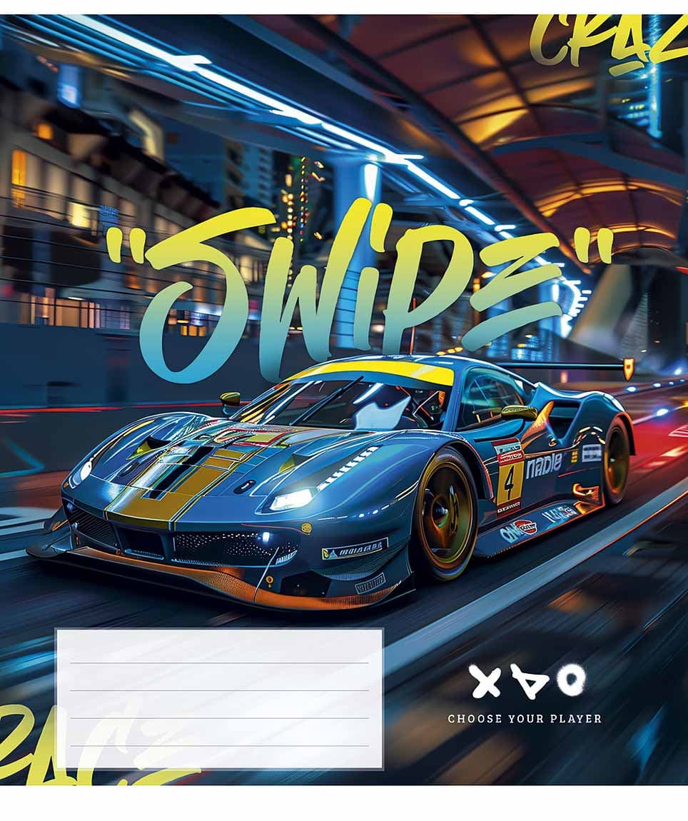 Зошит 36арк. кліт. Школярик "Night racers" ВД-лак №036-3452K — купити | Канцелярський Сад