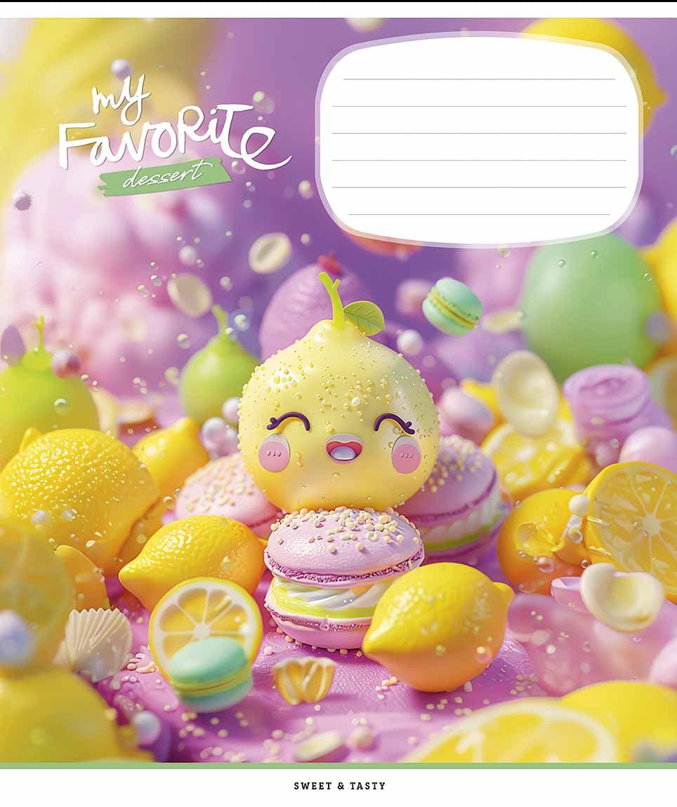Зошит 12арк. кліт. Школярик "Favorite desserts" глітер №012-3454K — купити | Канцелярський Сад