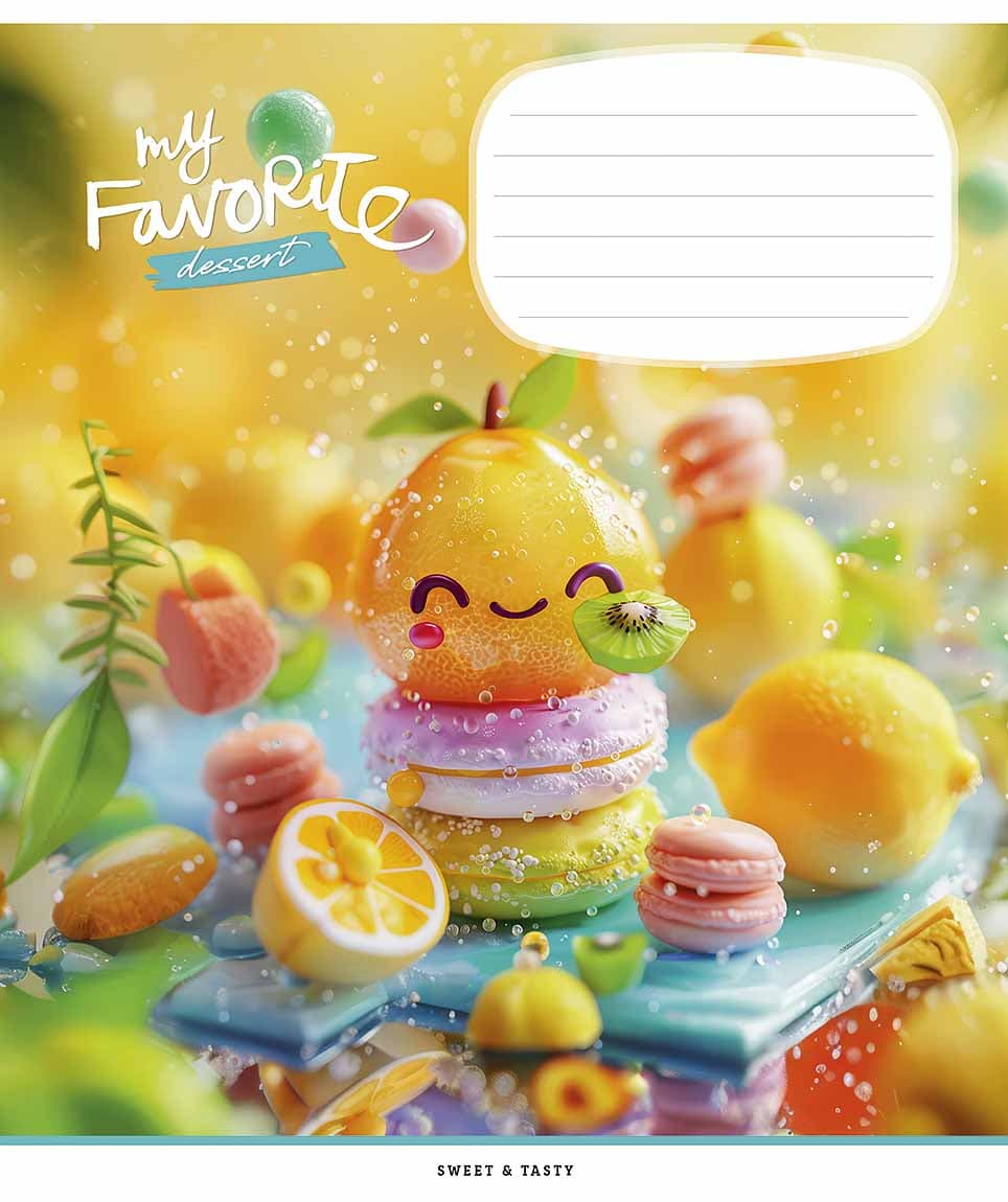 Зошит 12арк. кліт. Школярик "Favorite desserts" глітер №012-3454K — фото 3