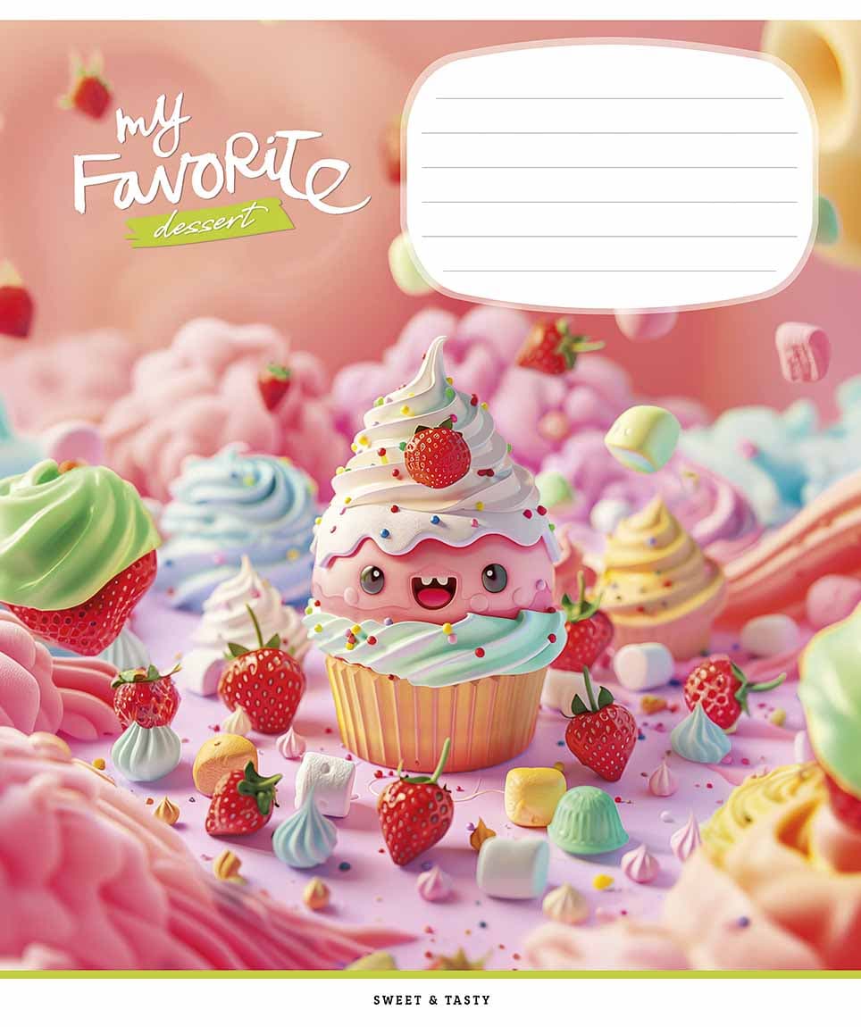 Зошит 12арк. кліт. Школярик "Favorite desserts" глітер №012-3454K — фото 5