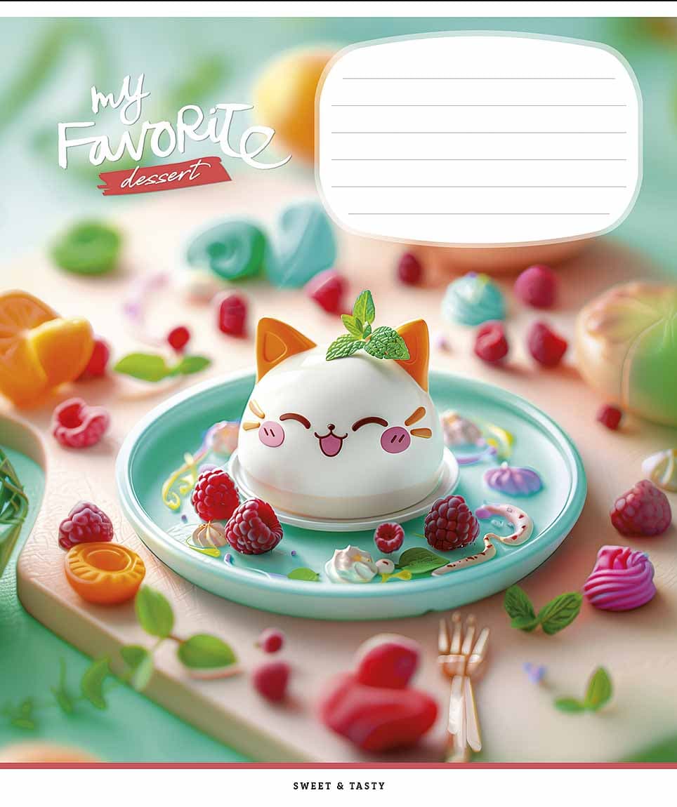 Зошит 12арк. кліт. Школярик "Favorite desserts" глітер №012-3454K — фото 6