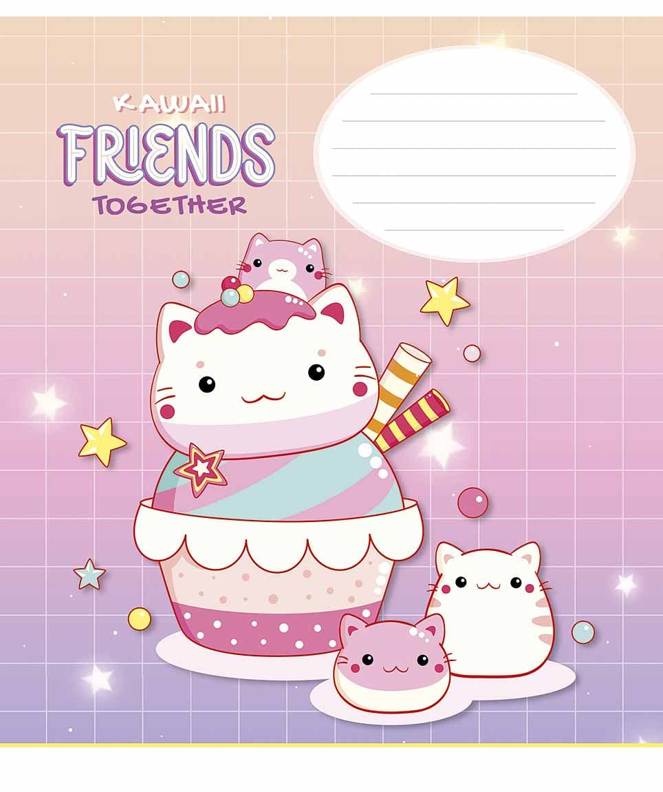 Зошит 12арк. лін. Школярик "Kawaii Friends" глітер №012-3422L — купити | Канцелярський Сад
