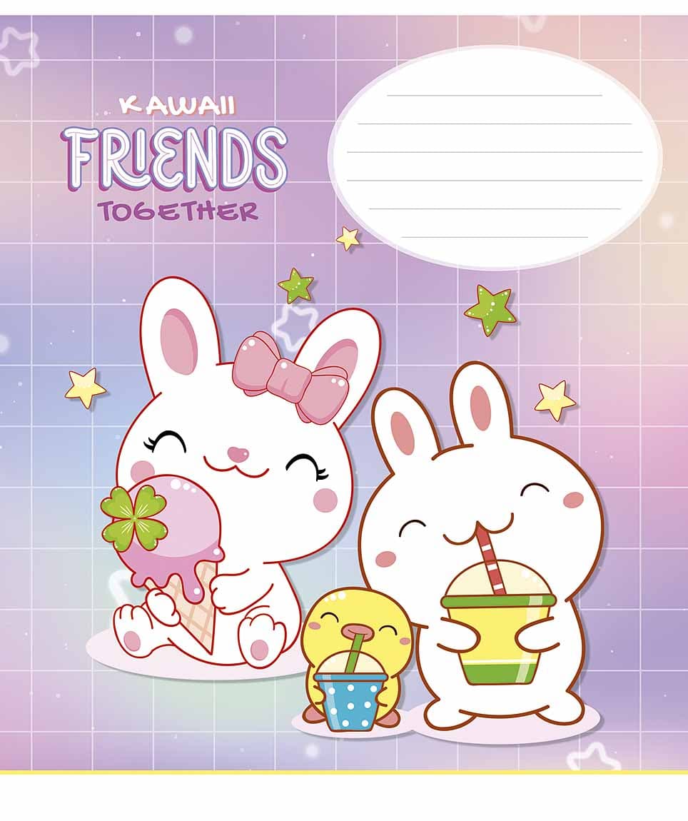 Зошит 12арк. лін. Школярик "Kawaii Friends" глітер №012-3422L — фото 3