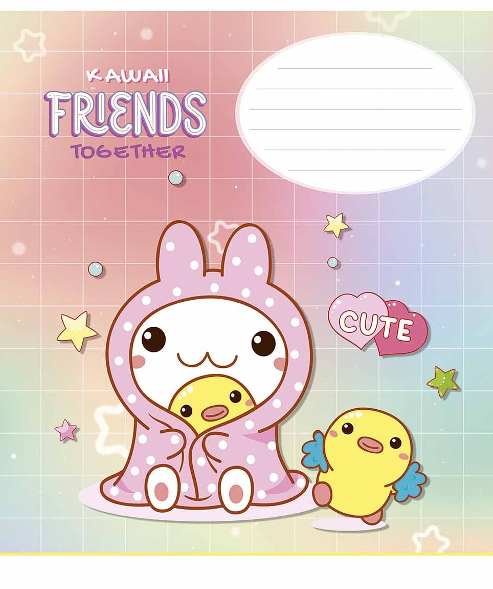Зошит 12арк. лін. Школярик "Kawaii Friends" глітер №012-3422L — фото 4