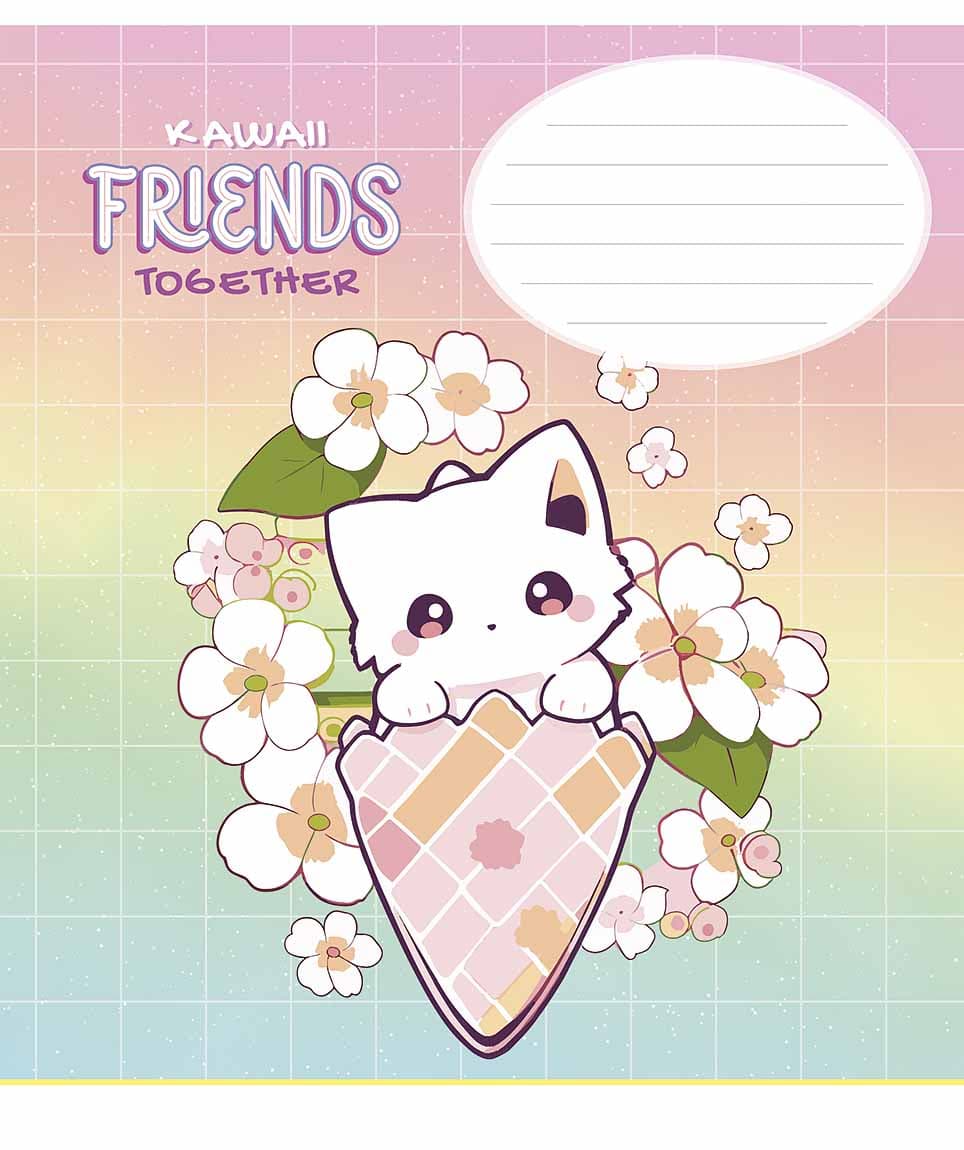 Зошит 12арк. лін. Школярик "Kawaii Friends" глітер №012-3422L — фото 6