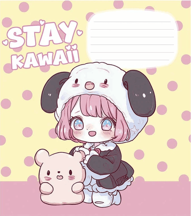 Зошит 12арк. кліт. Школярик "Stay Kawaii" глітер (дівч.) №012-3565K — фото товару | Канцелярський Сад