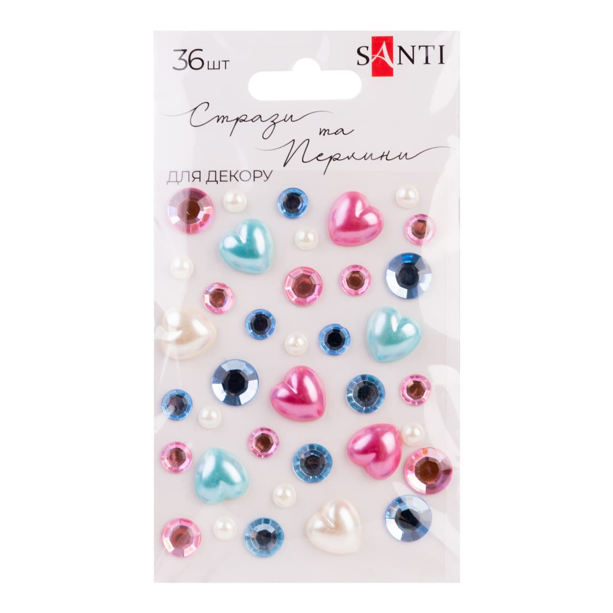 Стрази самокл. "Santi" "Heart mix" рожеві,блакитні 36шт №742999 — купити | Канцелярський Сад