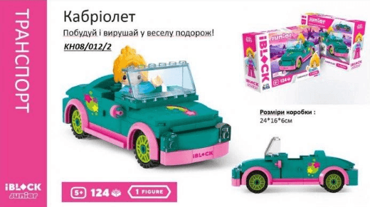 Конструктор "IBlock Junior" Дівчатка, Кабріолет 124дет.,в кор-ці №KH08/012/02(18)(36) КІ — купити | Канцелярський Сад