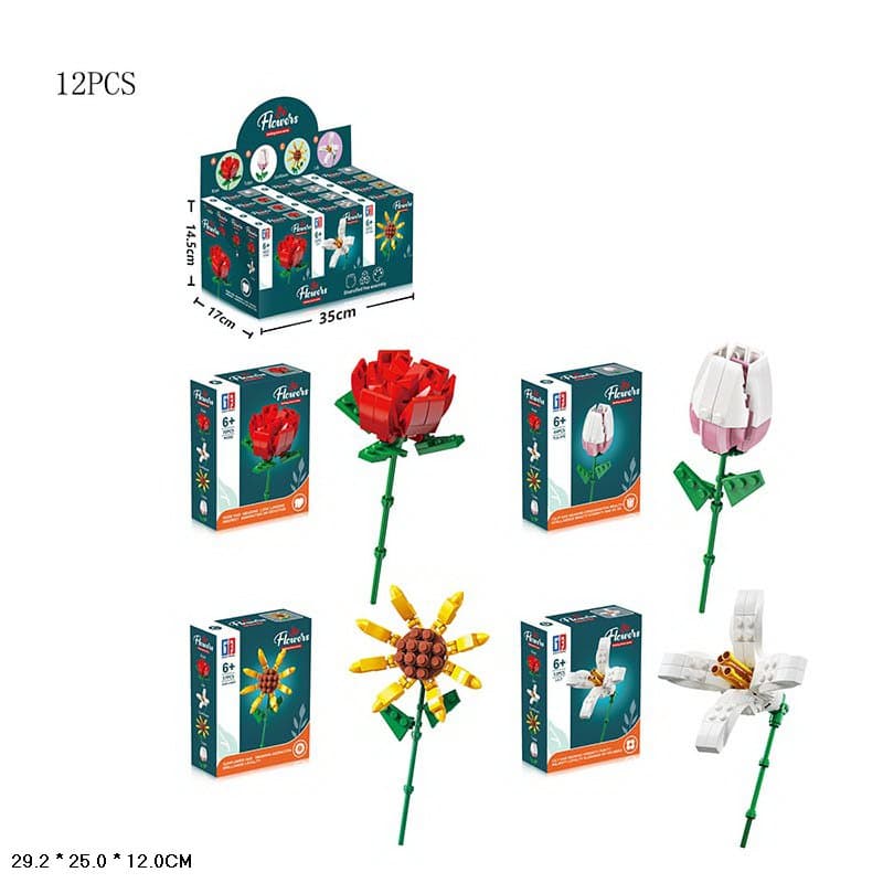Конструктор "Flower" 44-70дет,в дисплеї,35х17х14,5см №123-685/686/687/688(12)(144)(288) КІ — купити | Канцелярський Сад