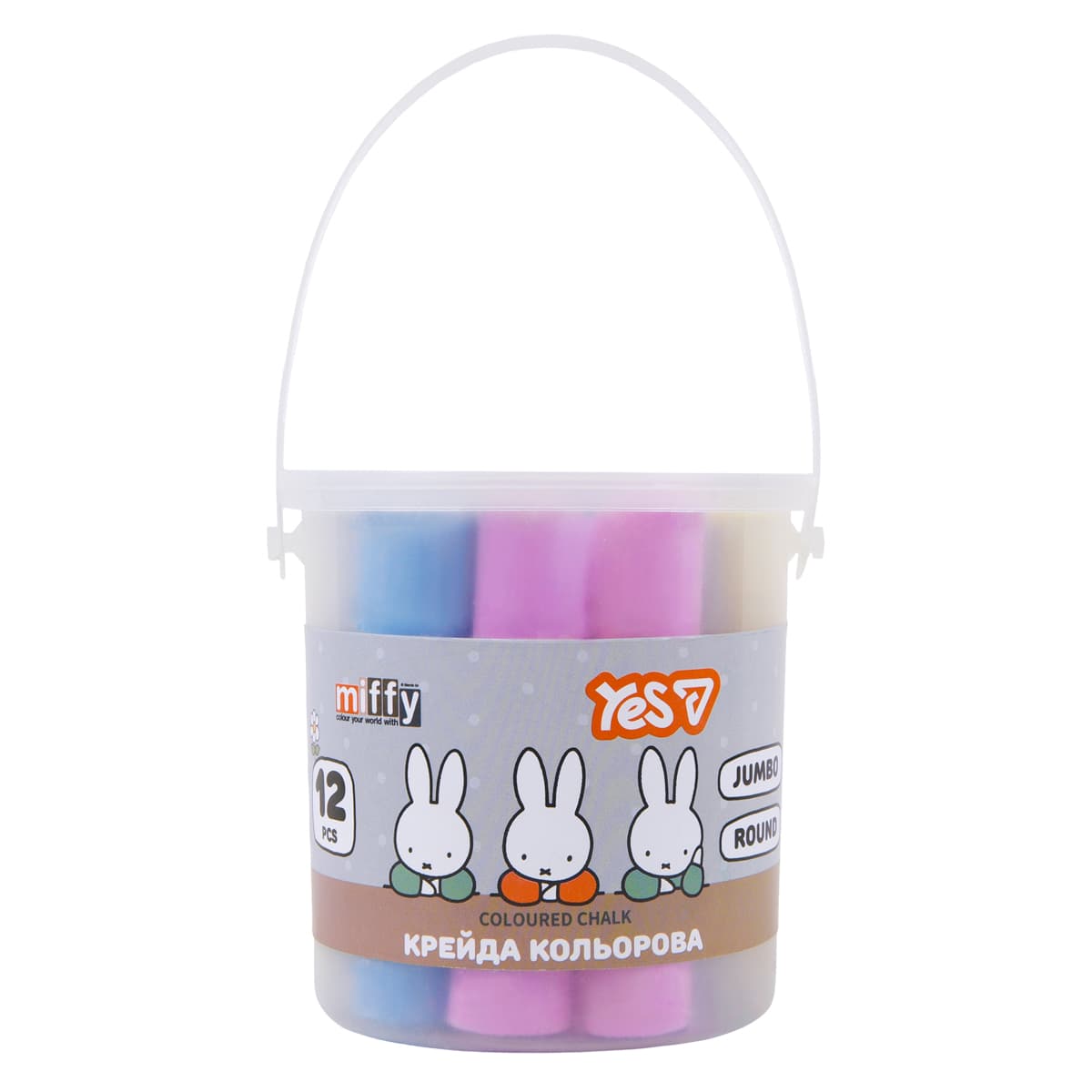 Крейда кольор. "Yes" №400566 12шт Jumbo Miffy у відрі — купити | Канцелярський Сад