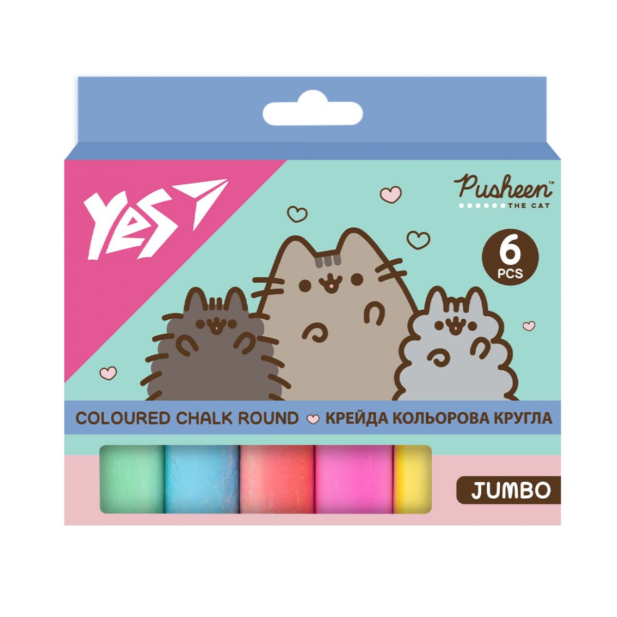 Крейда кольор. "Yes" №400559 6шт Jumbo Pusheen — купити | Канцелярський Сад