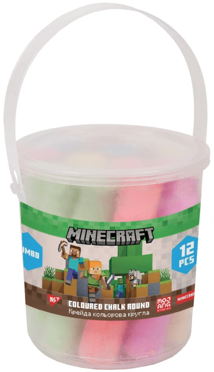 Крейда кольор. "Yes" №400549 12шт Jumbo Minecraft у відрі — купити | Канцелярський Сад