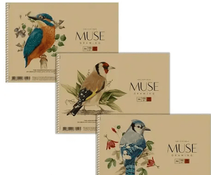 Альбом для малюв. на пруж. 30/150 А4 "Muse" крафт-картон №PB-SC-030-320/Школярик — купити | Канцелярський Сад