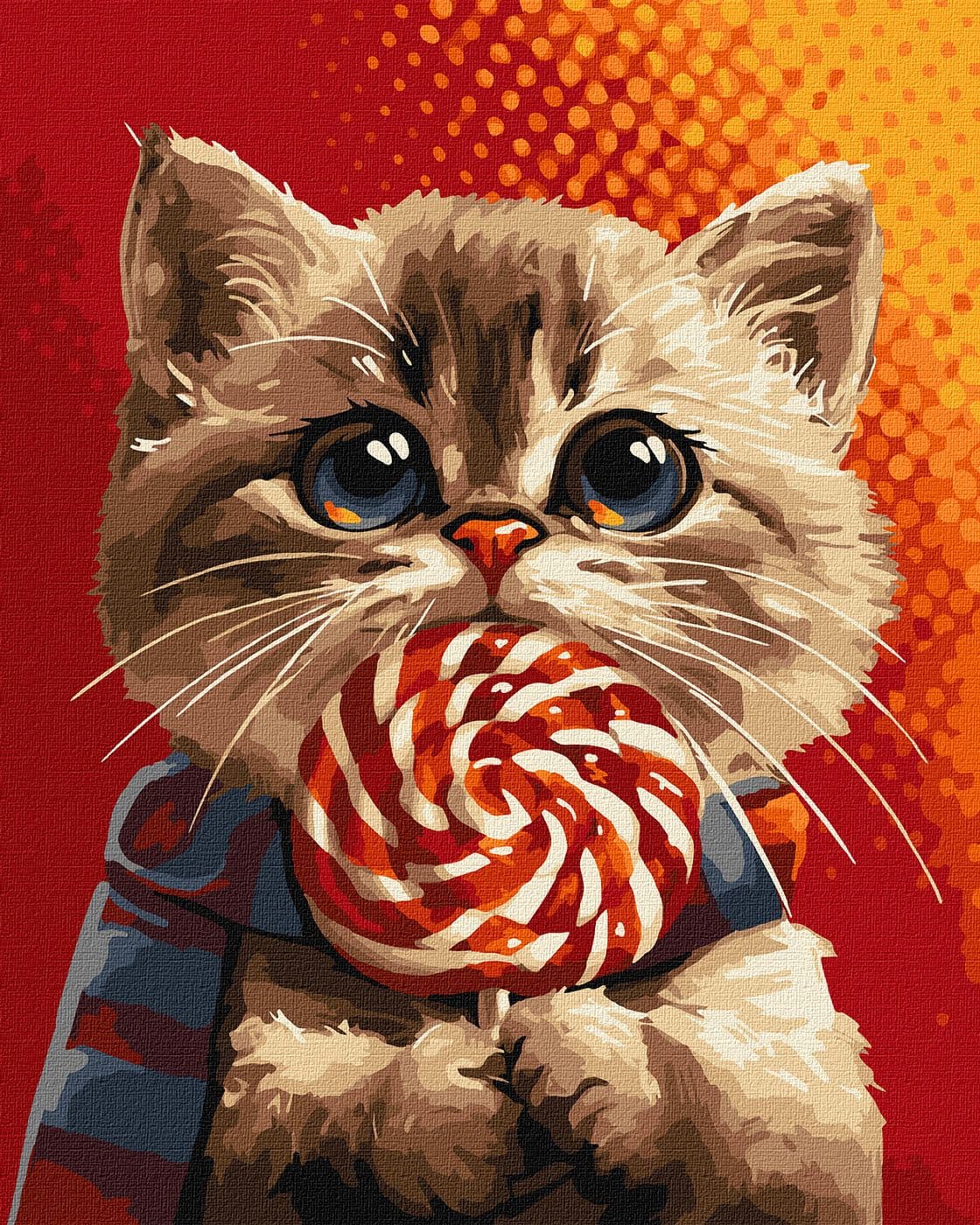 Картини по номерах акрил. "Котик із цукеркою" 40х50см №KHO6594/Ідейка — фото товару | Канцелярський Сад