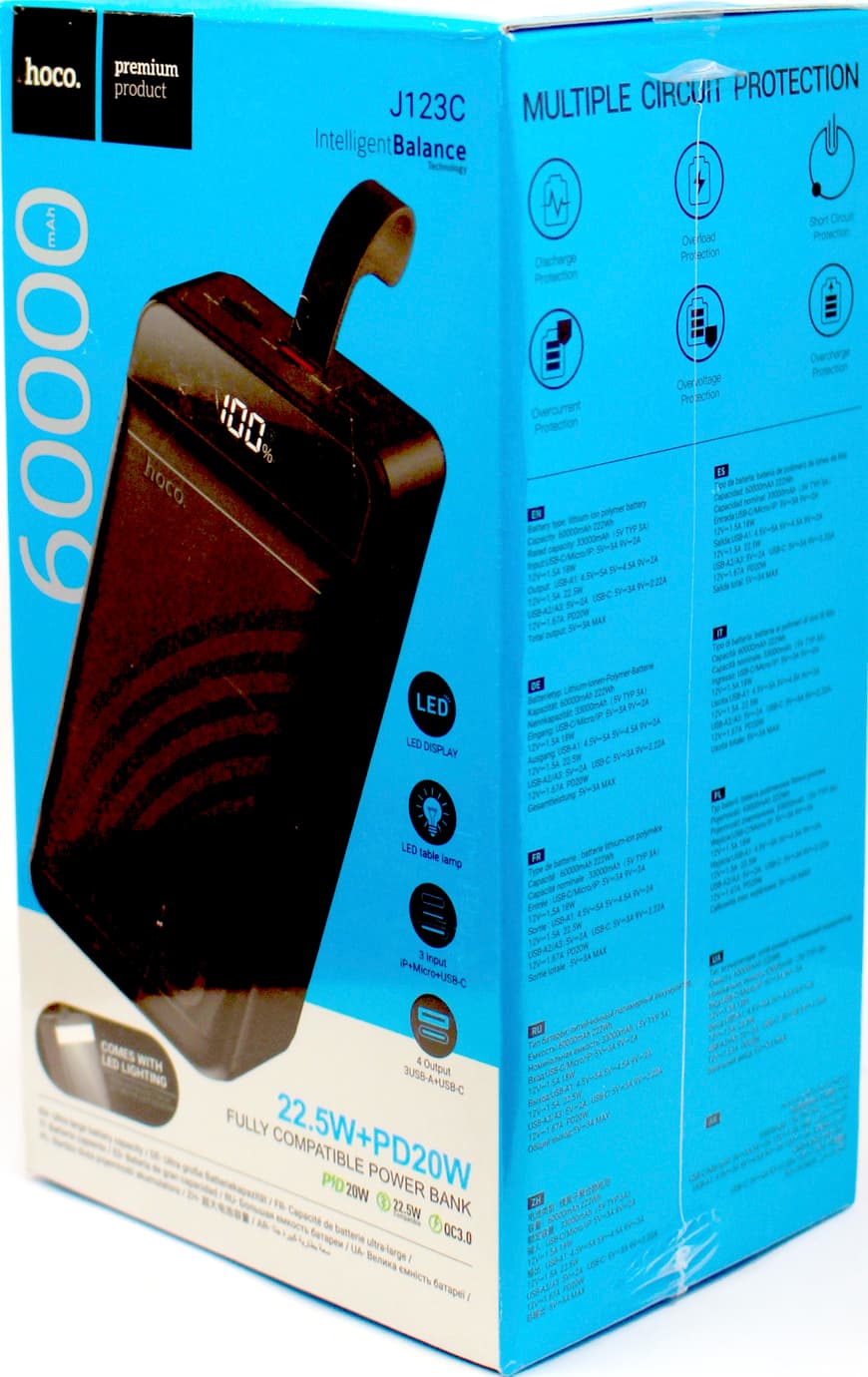 УМБ Hoco Power Bank 60000mAh 3USB/Type-C 22.5W+PD20w QC 3.0 J123С — фото 3