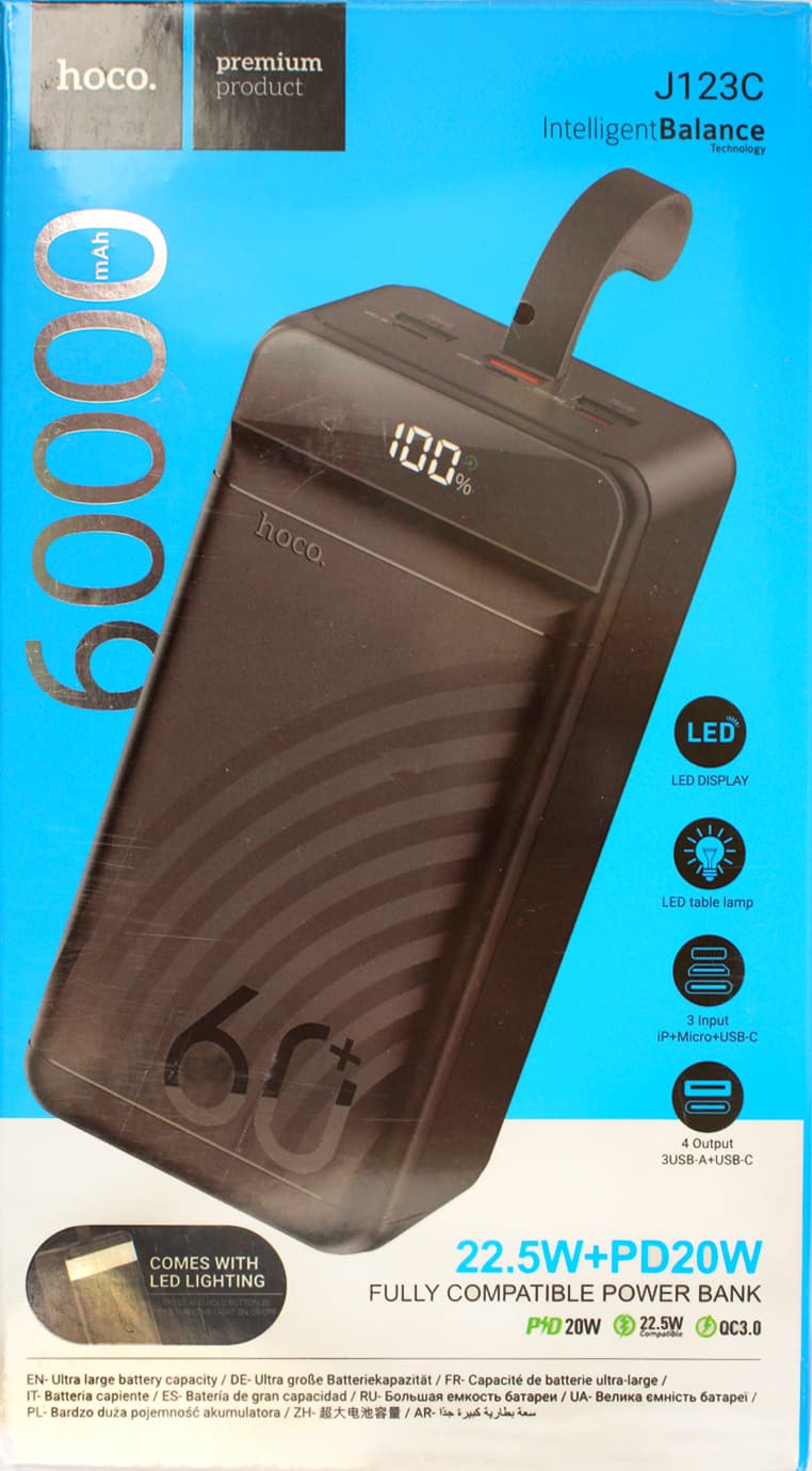 УМБ Hoco Power Bank 60000mAh 3USB/Type-C 22.5W+PD20w QC 3.0 J123С — фото 4