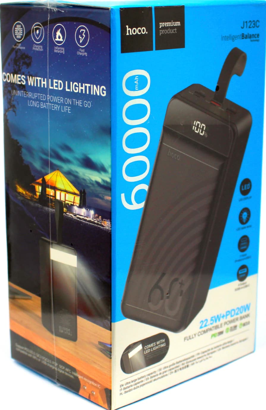 УМБ Hoco Power Bank 60000mAh 3USB/Type-C 22.5W+PD20w QC 3.0 J123С — купити | Канцелярський Сад