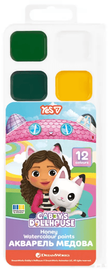 Акварель 12 кольор. "Yes" Gabby Dollhouse медові №110315 б/п — купити | Канцелярський Сад