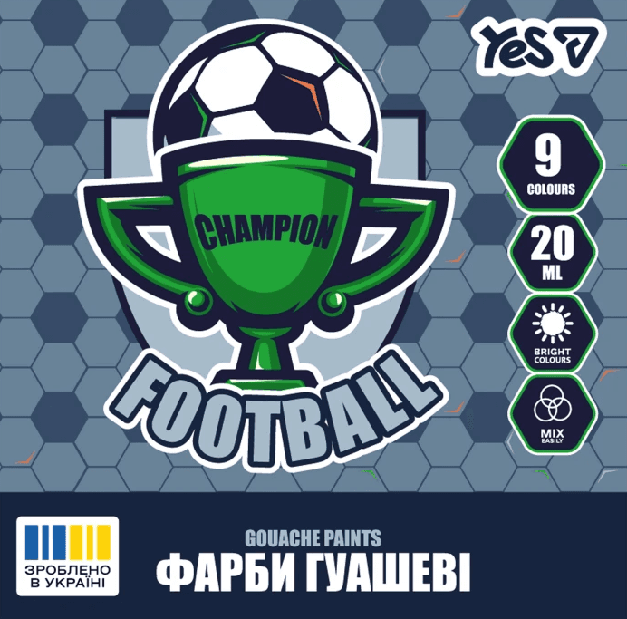 Гуаш "Yes" Football 9кольор. 20мл №230452 — купити | Канцелярський Сад