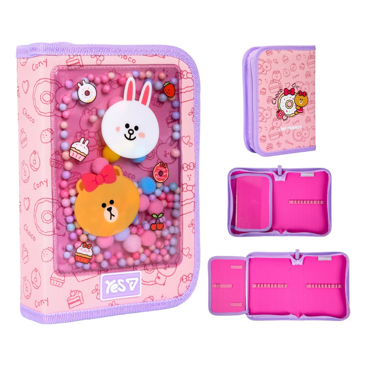 Пенал "Yes" Line Friends Always Together тв.,одинар.,1клап.,б/н №HP-03/533731/Р-26 — купити | Канцелярський Сад