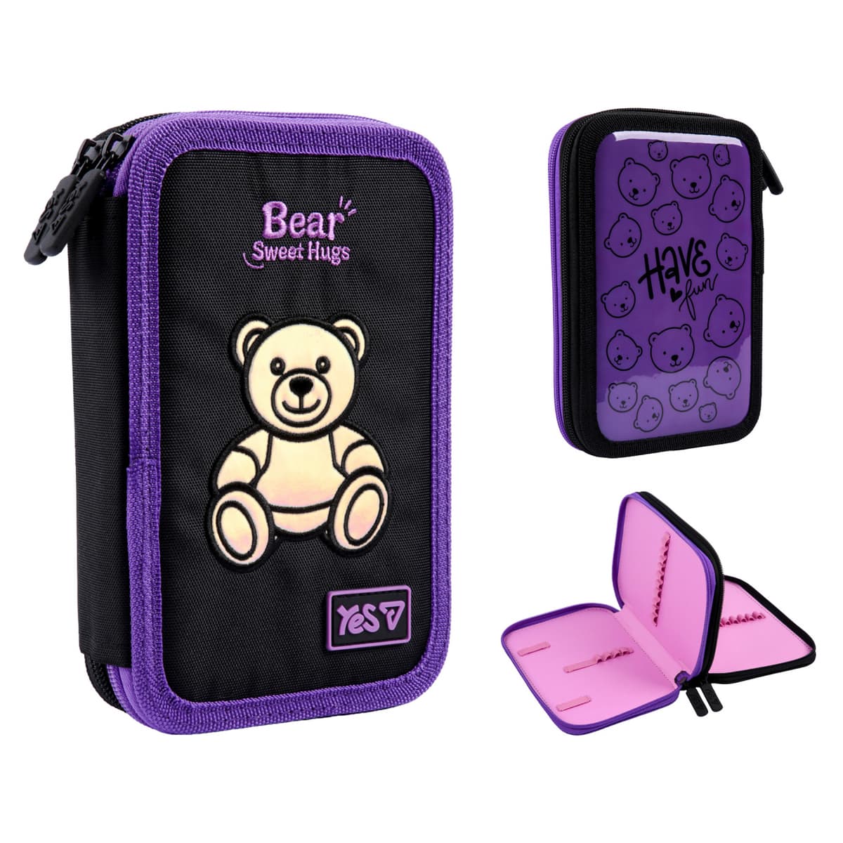 Пенал "Yes" Bear Sweet Hugs твердий, подвійн. №HP-01/533710/Р-26 — купити | Канцелярський Сад