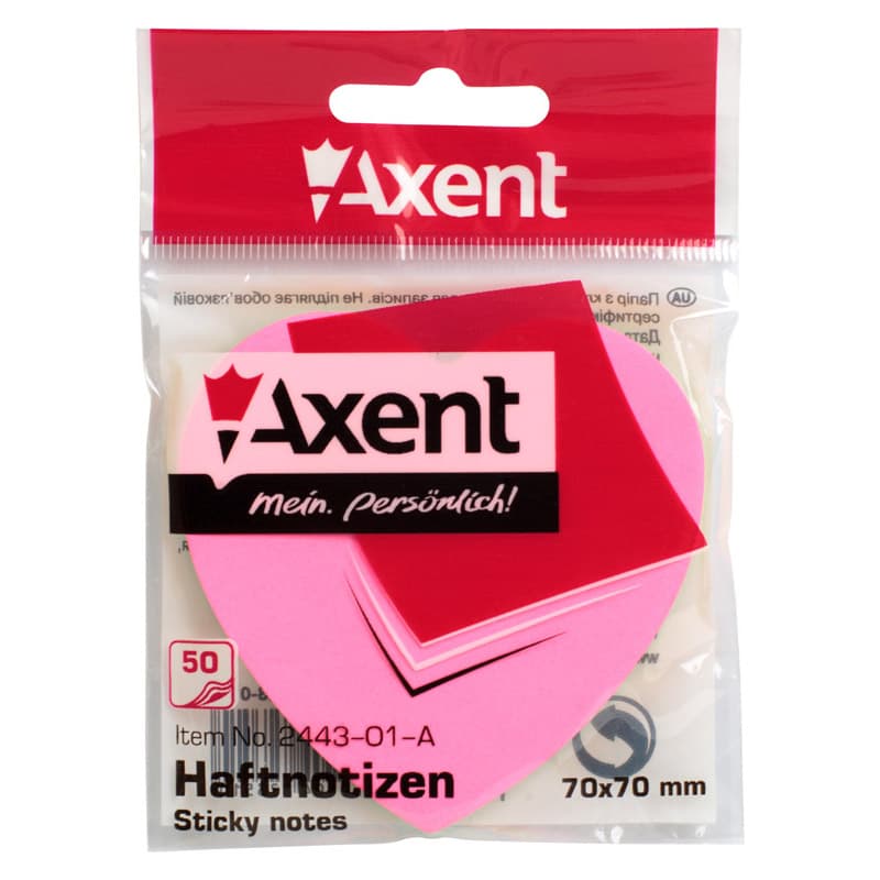 Блок/зам. липк. краєм 70х70мм 50арк. серце "Axent" №2443-01 — фото 8