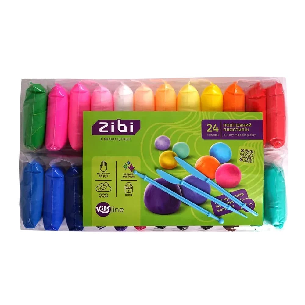 Набір для ліплення "Zibi" Kids з повітряним пластілином 24кольор. №ZB.6297 — купити | Канцелярський Сад