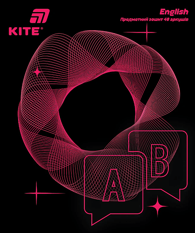 Зошит 48арк. кліт. "Kite" Предметка- Англ. мова софт тач+УФ,Lumen №K26-240-8 — фото товару | Канцелярський Сад