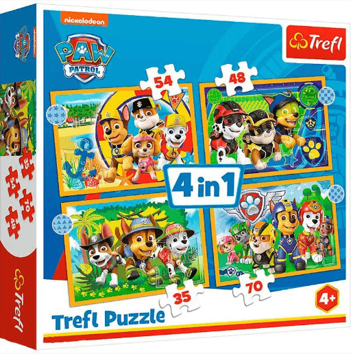 Пазли Trefl 4в1 Відпочинок.Nickelodeon Щенячий патруль №34395 — купити | Канцелярський Сад