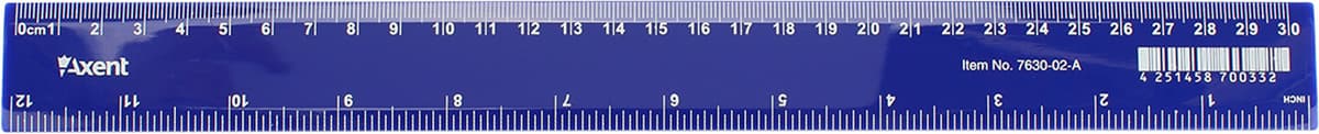 Лінійка пласт. 30см "Axent" синя кульк.руч №7630-02-А — купити | Канцелярський Сад