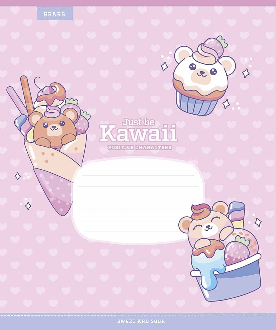 Зошит 12арк. кліт. Школярик "Just be Kawaii" глітер №012-3408K — фото 3