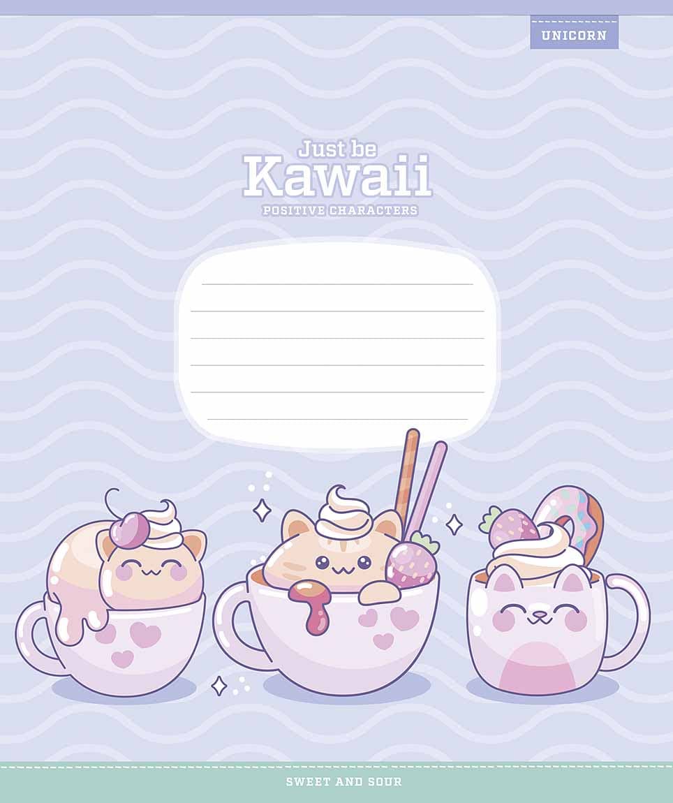 Зошит 12арк. кліт. Школярик "Just be Kawaii" глітер №012-3408K — фото 4