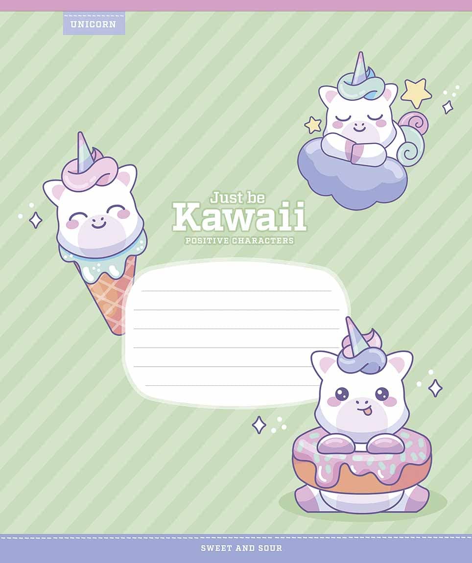 Зошит 12арк. кліт. Школярик "Just be Kawaii" глітер №012-3408K — фото 6
