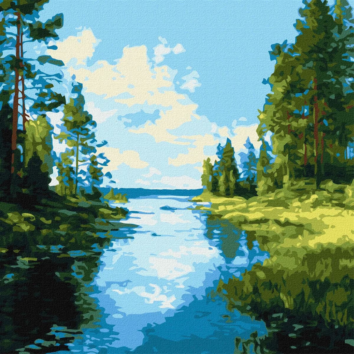 Картини по номерах акрил. "Тінь і блиск води" 40х40см №KHО6408/Ідейка — купити | Канцелярський Сад